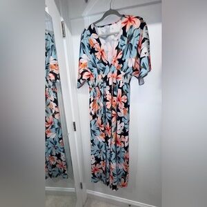 Floral Maxi Dress with Kimono Sleeves